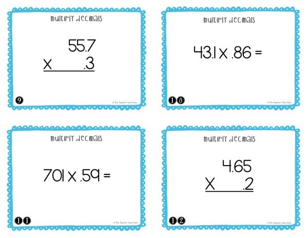 5th Grade Multiply Decimals Task Cards
