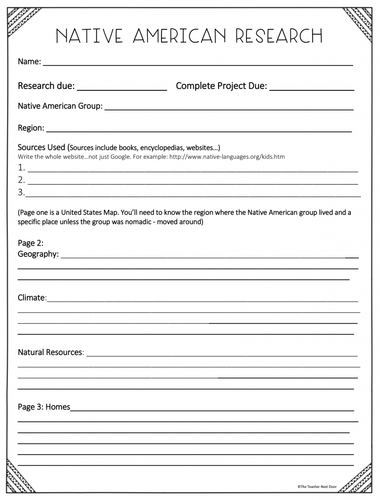 Native American Report for 3rd - 6th Grade - Native American Research ...
