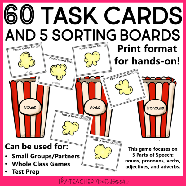 Parts of Speech 4th Grade Game Task Cards