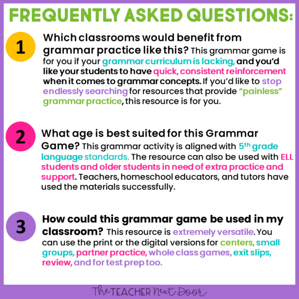 Parts of Speech Game 5th Grade FAQs