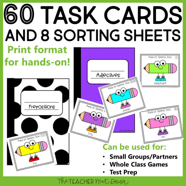 Parts of Speech Game 5th Grade Task Cards
