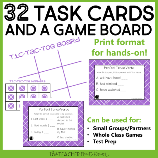 Perfect Tenses Games 5th Grade Task Cards