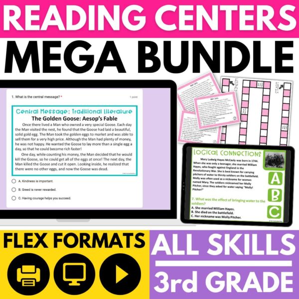 Reading Centers Bundle Cover Grade 3 - The Teacher Next Door