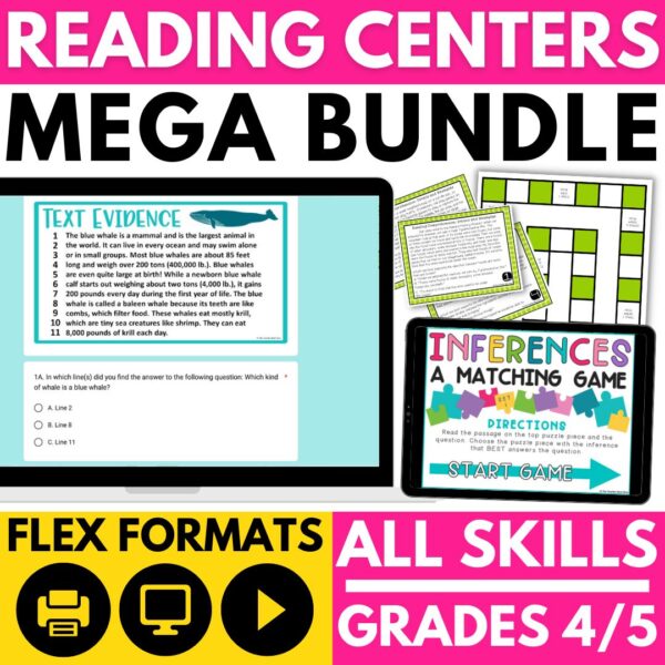 Reading Centers Bundle Cover Grades 4/5 - The Teacher Next Door