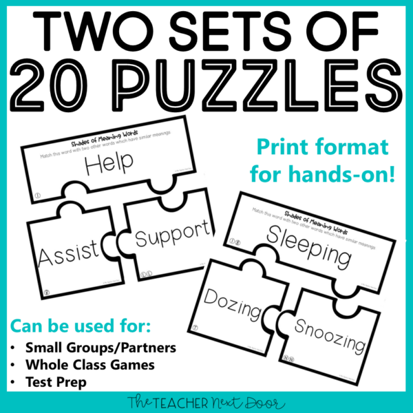 Shades of Meaning Game 3rd Grade Puzzles