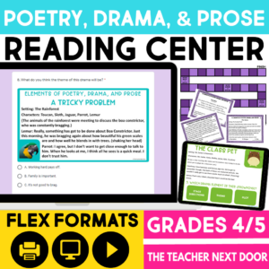 Elements of Poetry, Drama, and Prose Reading Center for 4th and 5th Grades