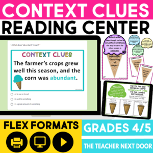 Context Clues Fiction Reading Center for 4th and 5th Grades