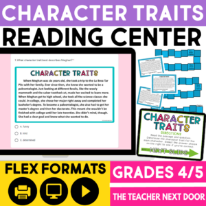 Character Traits Reading Center for 4th and 5th Grades