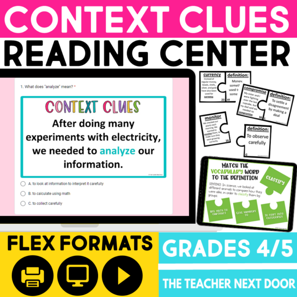 Context Clues Reading Center Nonfiction 4th and 5th Grades