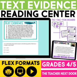 Text Evidence Reading Center for 4th and 5th Grades