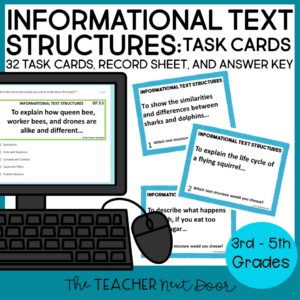 Informational Text Structures Task Cards - Informational Text Structures Activities