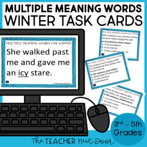 Multiple Meaning Words for Winter Task Cards
