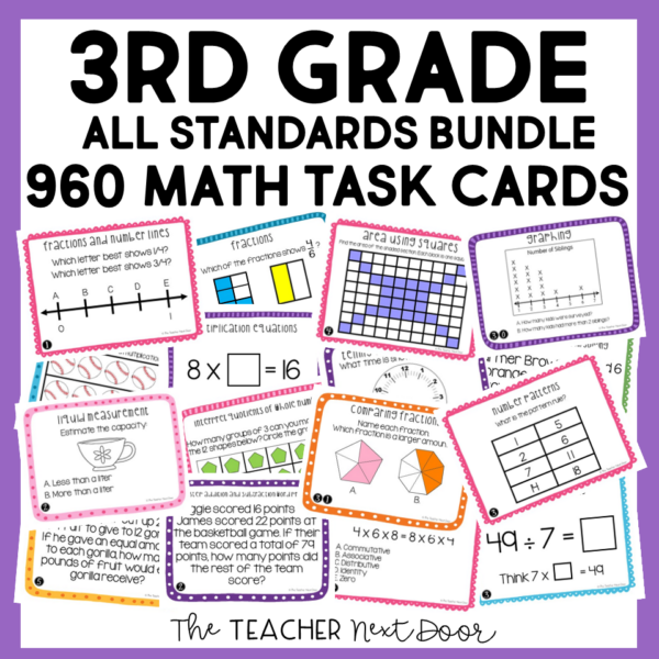 3rd Grade Math Task Cards Mega Bundle | 3rd Grade Math Centers Bundle