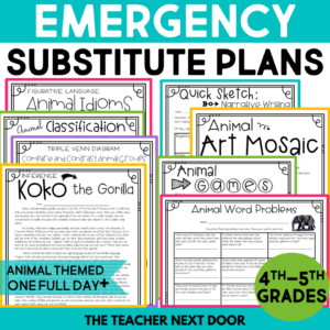 Emergency Substitute Plans for 4th - 5th Grades