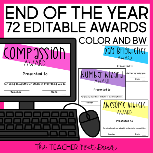 End of the Year Editable Awards Cover
