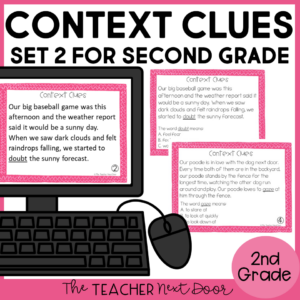 Context Clues Task Cards for 2nd Grade Set 2 Print and Digital