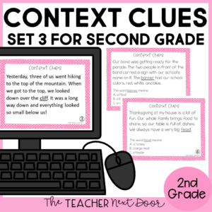 Context Clues Task Cards for 2nd Grade Set 3 Print and Digital