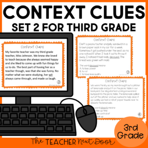 Context Clues Task Cards for 3rd Grade Set 2 Print and Digital 3rd Grade