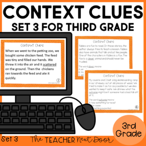 Context Clues Task Cards for 3rd Grade Set 3 Print and Digital 3rd Grade