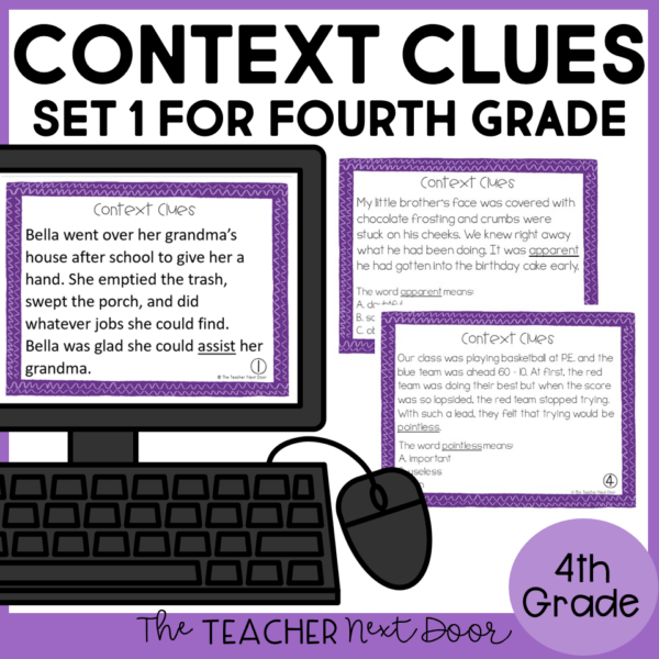 4th Grade Context Clues Task Cards Set 1