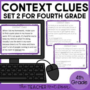 4th Grade Context Clues Task Cards Set 2