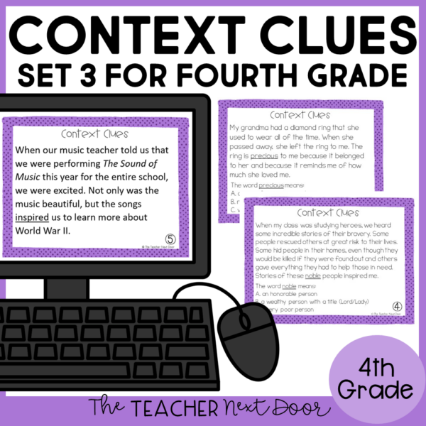4th Grade Context Clues Task Cards Set 3