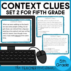 5th grade context clues task cards set 2