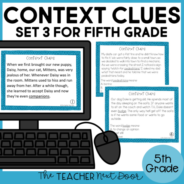 5th grade context clues task cards set 3
