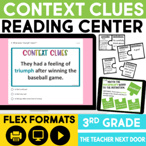 Context Clues Fiction Reading Center for 3rd Grade