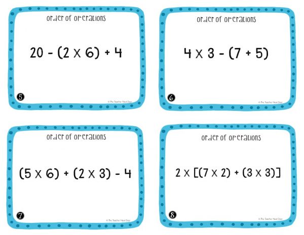 5th Grade Order of Operations Task Cards | Order of Operations Center Game