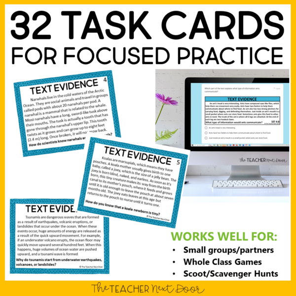 Text Evidence Task Cards for 3rd - 5th Grades