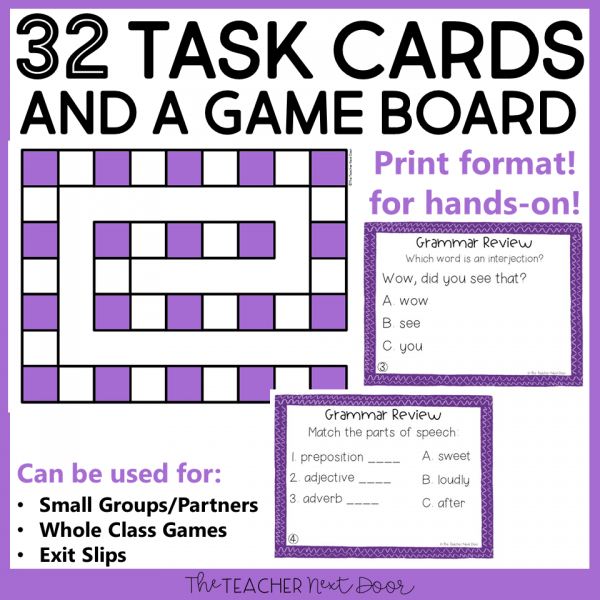Grammar Review Game for 5th Grade Print and Digital