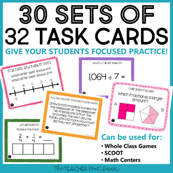 54th Grade Math Task Cards 30 Sets of 32 Task Cards