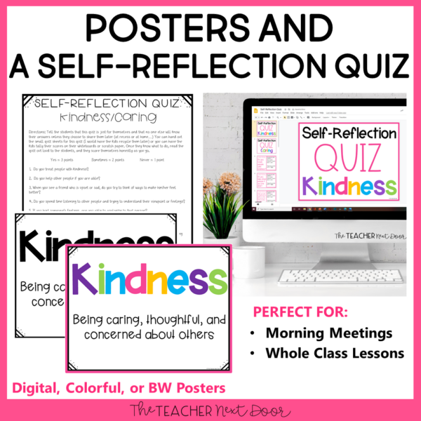 Free Character Education: Kindness Posters and A Self Reflection Quiz