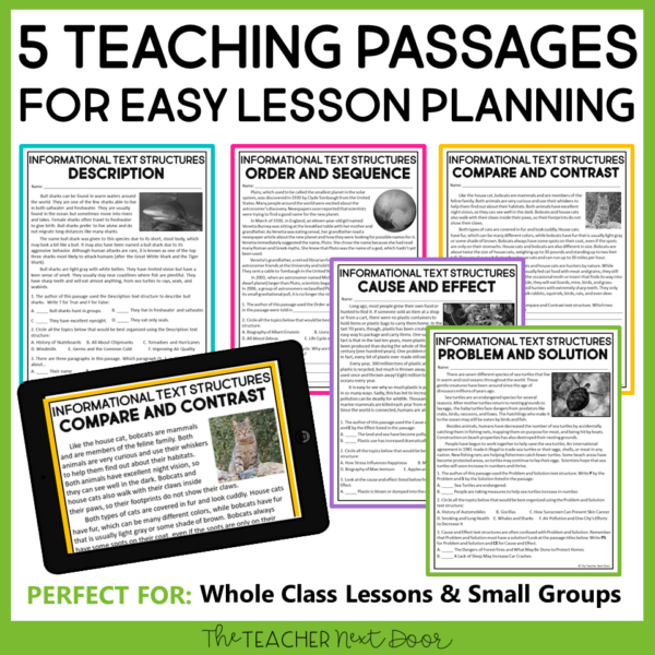 Informational Text Structures for 3rd4th and 5th Grades with teaching passages for ready to use lesson plans