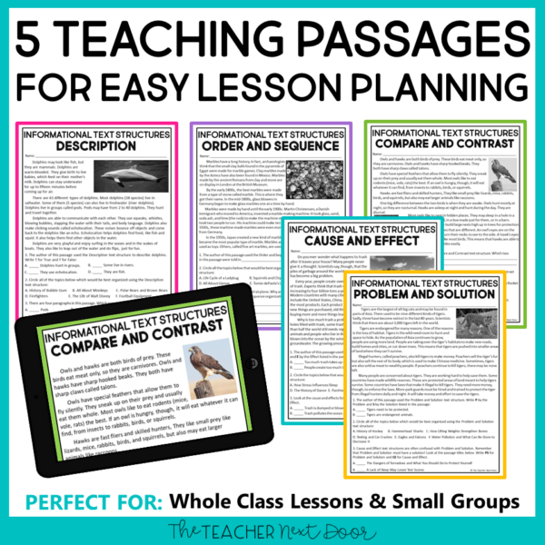 Informational Text Structures for 3rd Grade with teaching passages for ready to use lesson plans