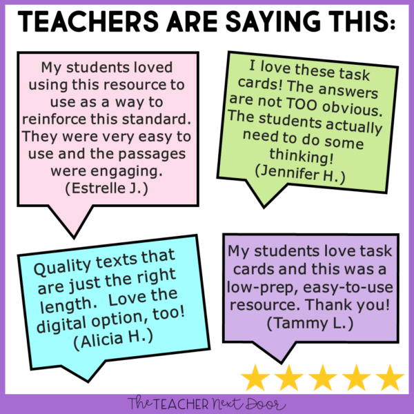 Text Evidence Task Cards for Focused Practice