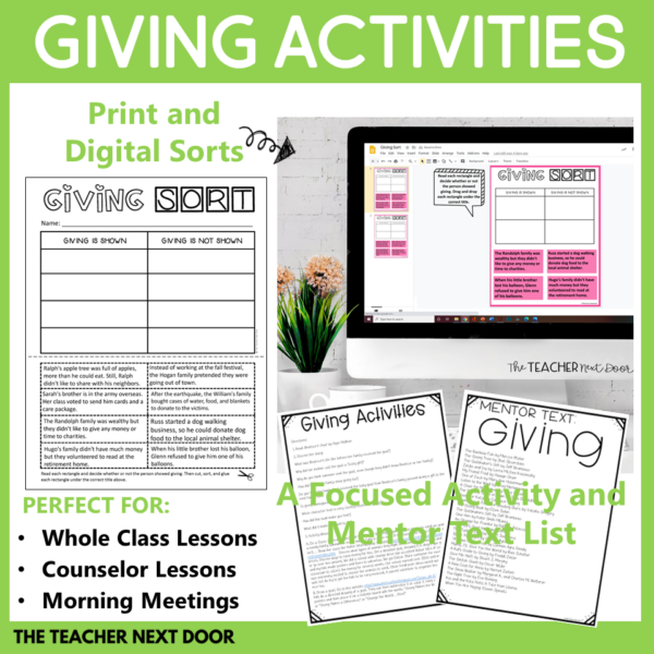 Character Education Giving - Social-Emotional Giving Activities in Print and Digital