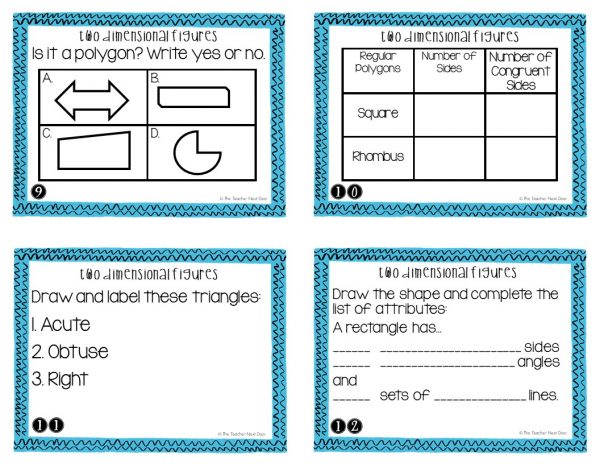 5th Grade Two Dimensional Figures Task Cards | Two Dimensional Center