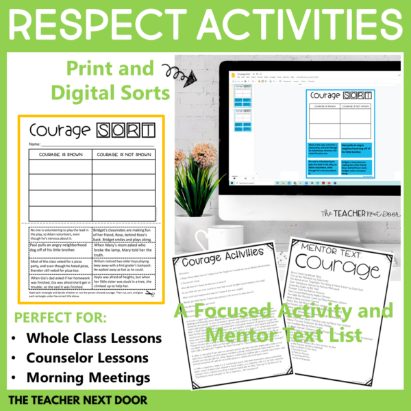 Character Education Courage - Social-Emotional Activities in Print and Digital for Morning Meetings