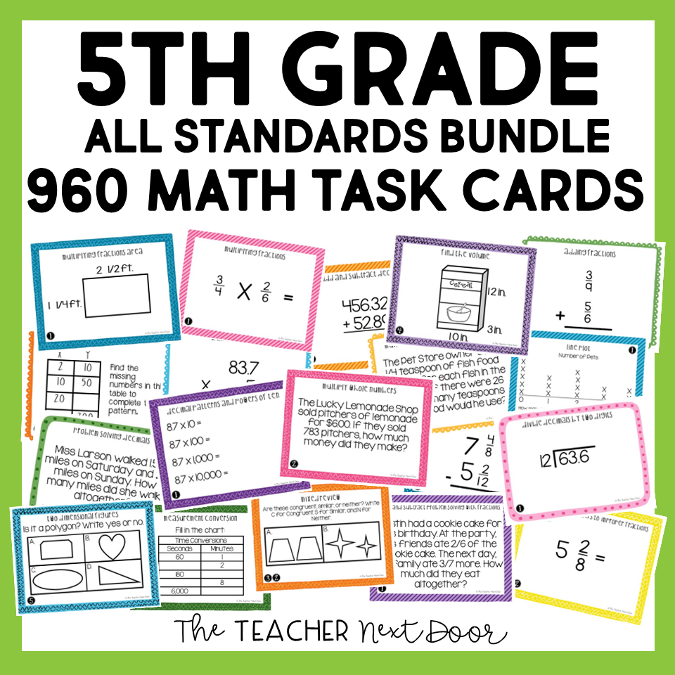 5th Grade Math Task Cards Mega Bundle - 5th Grade Math Centers