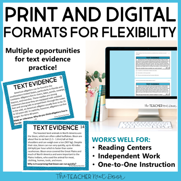 Text Evidence Task Cards in Print and Digital