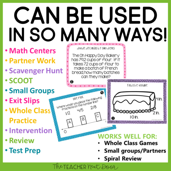 5th Grade Math Task Cards 30 Sets of 32 Task Cards That Can Be Used in So Many Ways