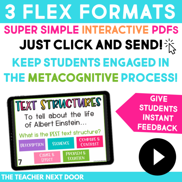 Informational Text Structures Sort Reading Center 4th and 5th Grades in 3 formats for greater flexibility