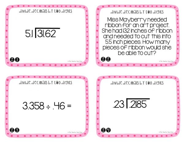 5th Grade Divide Decimals by Two Digit Divisors Task Cards | Division Game