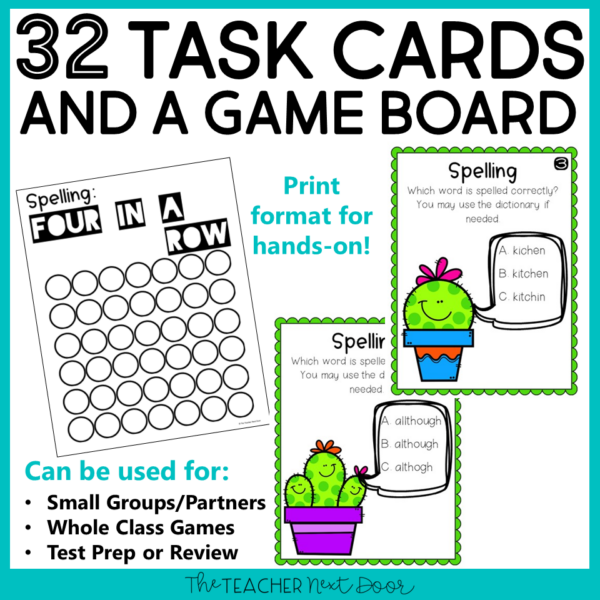 Spelling Game 4th Grade Task Cards
