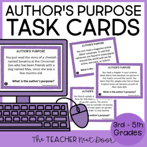Square Cover Author's Purpose Task Cards