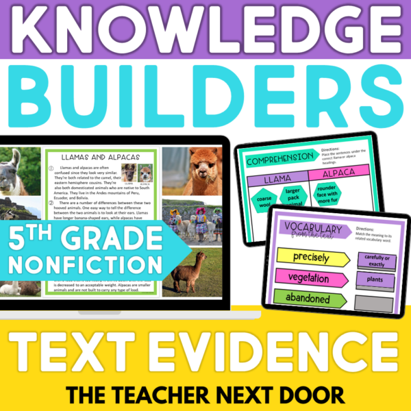 Text Evidence 4th Grade Digital Reading Unit Nonfiction