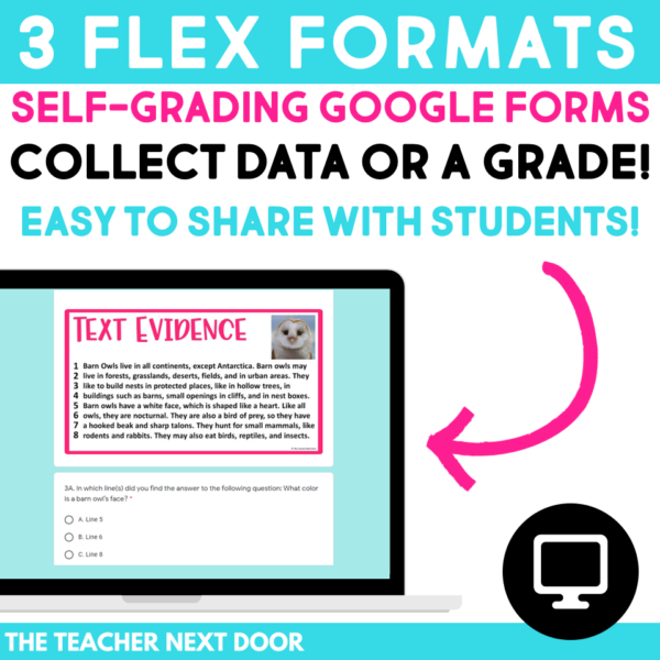 Text Evidence Reading Center for 4th and 5th Grades in 3 formats including Google Forms