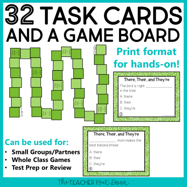 They're, Their, and There 4th Grade Task Cards